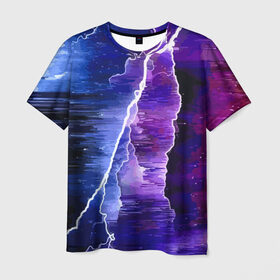 Мужская футболка 3D с принтом Молния , 100% полиэфир | прямой крой, круглый вырез горловины, длина до линии бедер | flash | lightning | space | star | вспышка | звезда | космос | молния