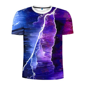 Мужская футболка 3D спортивная с принтом Молния , 100% полиэстер с улучшенными характеристиками | приталенный силуэт, круглая горловина, широкие плечи, сужается к линии бедра | flash | lightning | space | star | вспышка | звезда | космос | молния
