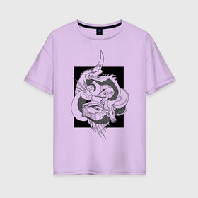 Женская футболка хлопок Oversize с принтом Клубок Драконов , 100% хлопок | свободный крой, круглый ворот, спущенный рукав, длина до линии бедер
 | 