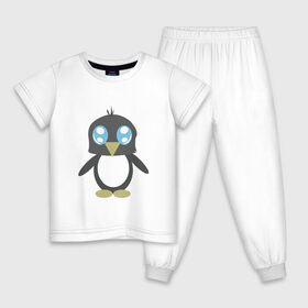 Детская пижама хлопок с принтом Пингвинчик , 100% хлопок |  брюки и футболка прямого кроя, без карманов, на брюках мягкая резинка на поясе и по низу штанин
 | chibi | cute | милый | няша | пингвин | пингвинчик | чиби