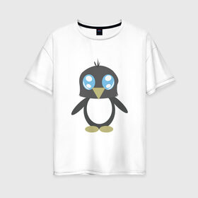 Женская футболка хлопок Oversize с принтом Пингвинчик , 100% хлопок | свободный крой, круглый ворот, спущенный рукав, длина до линии бедер
 | chibi | cute | милый | няша | пингвин | пингвинчик | чиби