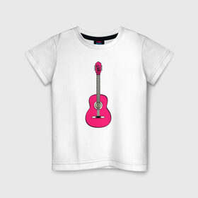Детская футболка хлопок с принтом Розовая гитара , 100% хлопок | круглый вырез горловины, полуприлегающий силуэт, длина до линии бедер | girl | guitar | music | pink | pop | rock | артист | гитара | гитарист | гламур | девочкам | девушке | инструмент | клавиши | мелодия | музыка | музыкальные инструменты | музыкант | ноты | песни | подарок | поп | попса