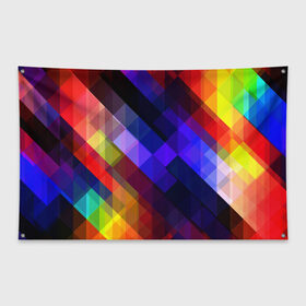 Флаг-баннер с принтом Горен , 100% полиэстер | размер 67 х 109 см, плотность ткани — 95 г/м2; по краям флага есть четыре люверса для крепления | abstraction | colorful | cubes | obliquely | stripes | texture | абстракция | кубы | наискось | полосы | разноцветный | текстура