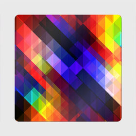 Магнит виниловый Квадрат с принтом Горен , полимерный материал с магнитным слоем | размер 9*9 см, закругленные углы | abstraction | colorful | cubes | obliquely | stripes | texture | абстракция | кубы | наискось | полосы | разноцветный | текстура
