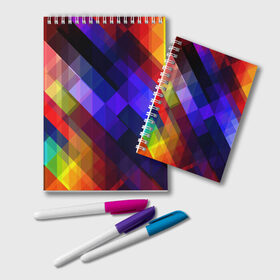 Блокнот с принтом Горен , 100% бумага | 48 листов, плотность листов — 60 г/м2, плотность картонной обложки — 250 г/м2. Листы скреплены удобной пружинной спиралью. Цвет линий — светло-серый
 | abstraction | colorful | cubes | obliquely | stripes | texture | абстракция | кубы | наискось | полосы | разноцветный | текстура