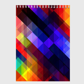 Скетчбук с принтом Горен , 100% бумага
 | 48 листов, плотность листов — 100 г/м2, плотность картонной обложки — 250 г/м2. Листы скреплены сверху удобной пружинной спиралью | abstraction | colorful | cubes | obliquely | stripes | texture | абстракция | кубы | наискось | полосы | разноцветный | текстура