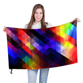 Флаг 3D с принтом Горен , 100% полиэстер | плотность ткани — 95 г/м2, размер — 67 х 109 см. Принт наносится с одной стороны | abstraction | colorful | cubes | obliquely | stripes | texture | абстракция | кубы | наискось | полосы | разноцветный | текстура