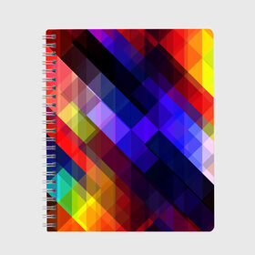 Тетрадь с принтом Горен , 100% бумага | 48 листов, плотность листов — 60 г/м2, плотность картонной обложки — 250 г/м2. Листы скреплены сбоку удобной пружинной спиралью. Уголки страниц и обложки скругленные. Цвет линий — светло-серый
 | abstraction | colorful | cubes | obliquely | stripes | texture | абстракция | кубы | наискось | полосы | разноцветный | текстура