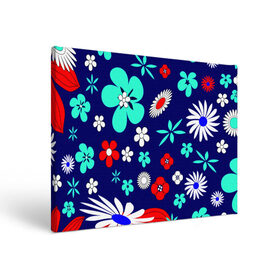 Холст прямоугольный с принтом Lorri , 100% ПВХ |  | blue | flowers | leaves | patterns | summer | texture | летний | листки | синий | текстура | узоры | цветы