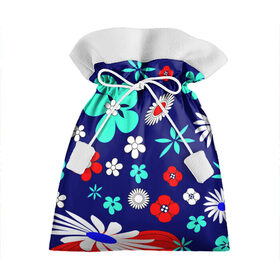 Подарочный 3D мешок с принтом Lorri , 100% полиэстер | Размер: 29*39 см | Тематика изображения на принте: blue | flowers | leaves | patterns | summer | texture | летний | листки | синий | текстура | узоры | цветы