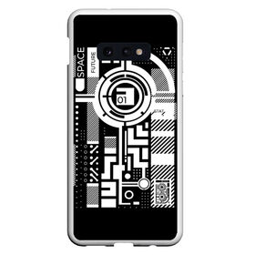 Чехол для Samsung S10E с принтом Будущее,01, , Силикон | Область печати: задняя сторона чехла, без боковых панелей | абстракция | киберпанк | круги | механизм | надпись | символ | схема | узор