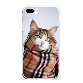 Чехол для iPhone 7Plus/8 Plus матовый с принтом Кот в шарфе , Силикон | Область печати: задняя сторона чехла, без боковых панелей | cat | животные | звири | кис | киска | кот | котейка | котик | коты | котяра | кошка | кошки | природа