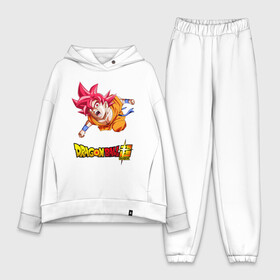 Женский костюм хлопок Oversize с принтом Super Sayan God ,  |  | Тематика изображения на принте: anime | son goku | аниме | драконий жемчуг | сон гоку