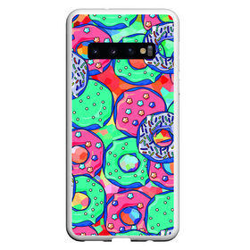 Чехол для Samsung Galaxy S10 с принтом Donuts , Силикон | Область печати: задняя сторона чехла, без боковых панелей | Тематика изображения на принте: colorful | donuts | patterns | sweet | texture | пончики | разноцветный | сладкое | текстура | узоры