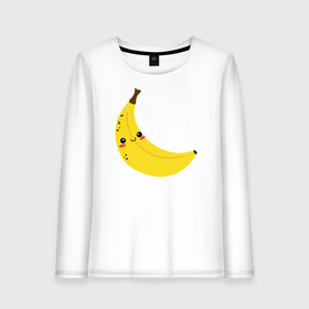 Женский лонгслив хлопок с принтом Банан , 100% хлопок |  | art | banana | fruit | smile | yellow | банан | жёлтый | искусство | улыбка | фрукт