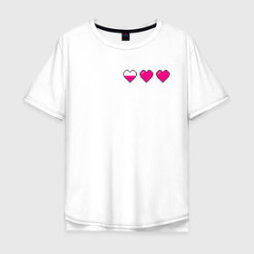 Мужская футболка хлопок Oversize с принтом Здоровье pixel , 100% хлопок | свободный крой, круглый ворот, “спинка” длиннее передней части | Тематика изображения на принте: heart | heart pixel | здоровье | здоровье pixel | пиксельное сердце | пиксельные сердца | сердечко | сердечко пиксель | сердце | сердце пиксель