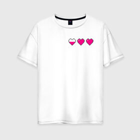 Женская футболка хлопок Oversize с принтом Здоровье pixel , 100% хлопок | свободный крой, круглый ворот, спущенный рукав, длина до линии бедер
 | heart | heart pixel | здоровье | здоровье pixel | пиксельное сердце | пиксельные сердца | сердечко | сердечко пиксель | сердце | сердце пиксель