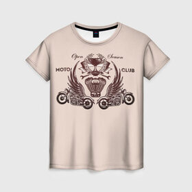 Женская футболка 3D с принтом Мотоклуб , 100% полиэфир ( синтетическое хлопкоподобное полотно) | прямой крой, круглый вырез горловины, длина до линии бедер | байкеры | двигатель с крыльями | крылья. | мотоклуб | мотоспорт | мотоциклы
