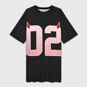 Платье-футболка 3D с принтом Порядковый номер 02 ,  |  | 002 | 02 | ahegao | anime | darling | franx | franxx | girl | girls | in | senpai | the | two | waifu | zero | zerotwo | аниме | ахегао | вайфу | девушка | семпай | сенпай | тян