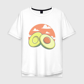 Мужская футболка хлопок Oversize с принтом Avocado , 100% хлопок | свободный крой, круглый ворот, “спинка” длиннее передней части | avocado | avokado | kawai | kawaii | авакадо | авокадо | каваи | кавай | кавайи | кавайный | милые создания | мимими | мимишный | облака | облако | овокадо | персея | растения | рисунок | фрукт | фрукты