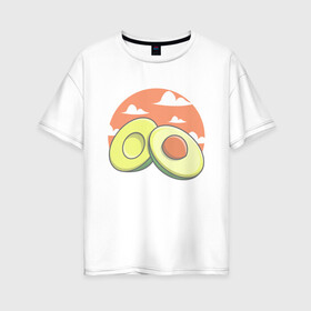 Женская футболка хлопок Oversize с принтом Avocado , 100% хлопок | свободный крой, круглый ворот, спущенный рукав, длина до линии бедер
 | avocado | avokado | kawai | kawaii | авакадо | авокадо | каваи | кавай | кавайи | кавайный | милые создания | мимими | мимишный | облака | облако | овокадо | персея | растения | рисунок | фрукт | фрукты