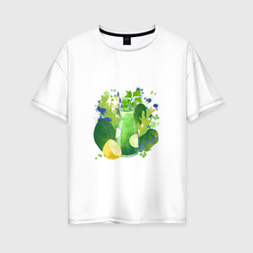 Женская футболка хлопок Oversize с принтом витаминный заряд , 100% хлопок | свободный крой, круглый ворот, спущенный рукав, длина до линии бедер
 | витамины | еда | жара | зелень | зож | коктейль | лето | напиток | овощи | свежесть | смузи | фитнесс | фрукты