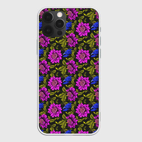 Чехол для iPhone 12 Pro Max с принтом Цветочная Фантазия , Силикон |  | flower | flowers | flowers pattern | neon | pattern | неон | неоновые цвета | патерн | паттерн | рисунок | цветки | цветочки | цветочный паттерн | цветы | цветы фон