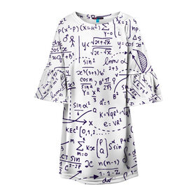 Детское платье 3D с принтом Формулы , 100% полиэстер | прямой силуэт, чуть расширенный к низу. Круглая горловина, на рукавах — воланы | алгебра | математика | математические формулы | наука | научные формулы | формулы