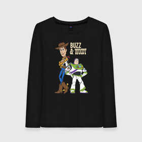 Женский лонгслив хлопок с принтом Buzz&Woody , 100% хлопок |  | Тематика изображения на принте: buzz lightyear | disney | pixar | toy story | vdkimel | woody | базз лайтер | вуди | дисней | история игрушек | пиксар