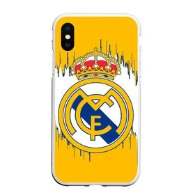 Чехол для iPhone XS Max матовый с принтом REAL MADRID. , Силикон | Область печати: задняя сторона чехла, без боковых панелей | fc | football | football club | real madrid | sport | испанский футбольный клуб | лучший футбольный клуб xx века | мадрид | реал мадрид | спорт | уефа | униформа | фирменные цвета | фифа | фк | футбол | футбольный клуб