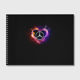 Альбом для рисования с принтом Mercedes-Benz , 100% бумага
 | матовая бумага, плотность 200 мг. | Тематика изображения на принте: amg | love mercedes | mercedes | mercedes в сердце | mercedes значок | mercedes лого | mercedes марка | амг | бенц | горящее сердце | лого автомобиля | логотип мерседес | люблю мерседес | мерин | мерс | мерседес | мерседес бенз