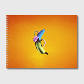 Альбом для рисования с принтом Синий банан , 100% бумага
 | матовая бумага, плотность 200 мг. | Тематика изображения на принте: банан | без надписей | вкус | дизайн | еда | картинки | кожура | контраст | креатив | летняя | минимализм | необычный | прикол | рыжая | синий | сиреневая | теплая | фрукт | цветная | яркая