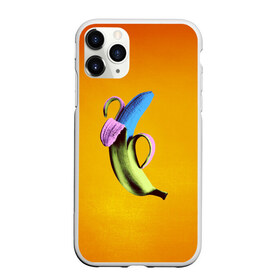 Чехол для iPhone 11 Pro Max матовый с принтом Синий банан , Силикон |  | банан | без надписей | вкус | дизайн | еда | картинки | кожура | контраст | креатив | летняя | минимализм | необычный | прикол | рыжая | синий | сиреневая | теплая | фрукт | цветная | яркая