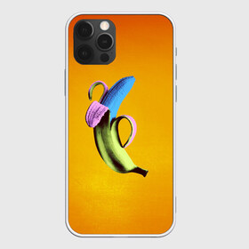 Чехол для iPhone 12 Pro Max с принтом Синий банан , Силикон |  | банан | без надписей | вкус | дизайн | еда | картинки | кожура | контраст | креатив | летняя | минимализм | необычный | прикол | рыжая | синий | сиреневая | теплая | фрукт | цветная | яркая