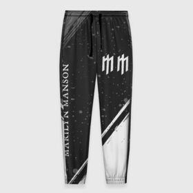 Мужские брюки 3D с принтом MARILYN MANSON / М. МЭНСОН , 100% полиэстер | манжеты по низу, эластичный пояс регулируется шнурком, по бокам два кармана без застежек, внутренняя часть кармана из мелкой сетки | 