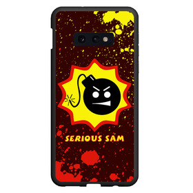 Чехол для Samsung S10E с принтом SERIOUS SAM Крутой Сэм , Силикон | Область печати: задняя сторона чехла, без боковых панелей | Тематика изображения на принте: croteam | game | games | logo | sam | serious | бомба | бомбочка | игра | игры | крутой | лого | логотип | логотипы | серьезный | символ | символы | сэм