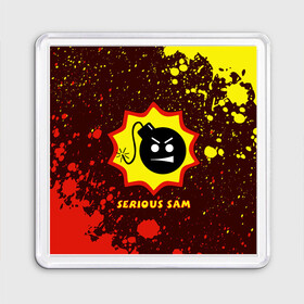 Магнит 55*55 с принтом SERIOUS SAM / Крутой Сэм , Пластик | Размер: 65*65 мм; Размер печати: 55*55 мм | croteam | game | games | logo | sam | serious | бомба | бомбочка | игра | игры | крутой | лого | логотип | логотипы | серьезный | символ | символы | сэм