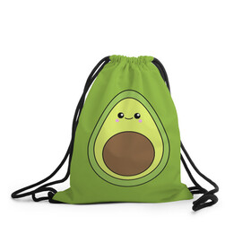 Рюкзак-мешок 3D с принтом Авокадо , 100% полиэстер | плотность ткани — 200 г/м2, размер — 35 х 45 см; лямки — толстые шнурки, застежка на шнуровке, без карманов и подкладки | Тематика изображения на принте: avocado | авокадо | зеленый | милый | персонаж | фрукт