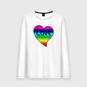 Мужской лонгслив хлопок с принтом Rainbow Love , 100% хлопок |  | heart | love is | love you | valentines day | бабушка | валентинка | влюбленные | девушке | жена | лучшая | любимая | люблю | любовь | мама | молодожены | подарок | радуга | радужный | романтика | свадебные | свадьба