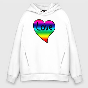 Мужское худи Oversize хлопок с принтом Rainbow Love , френч-терри — 70% хлопок, 30% полиэстер. Мягкий теплый начес внутри —100% хлопок | боковые карманы, эластичные манжеты и нижняя кромка, капюшон на магнитной кнопке | Тематика изображения на принте: heart | love is | love you | valentines day | бабушка | валентинка | влюбленные | девушке | жена | лучшая | любимая | люблю | любовь | мама | молодожены | подарок | радуга | радужный | романтика | свадебные | свадьба