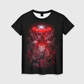 Женская футболка 3D с принтом Digital Skeleton | 1.1 , 100% полиэфир ( синтетическое хлопкоподобное полотно) | прямой крой, круглый вырез горловины, длина до линии бедер | cool | cyborg | decoration | fashion | fear | ghost | halloween | head | horror | robot | skeleton | skull | technology | голова | киборг | круто | мода | призрак | робот | скелет | технологии | ужас | украшение | хеллоуин | череп