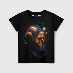 Детская футболка 3D с принтом Golden skull | 1.1 , 100% гипоаллергенный полиэфир | прямой крой, круглый вырез горловины, длина до линии бедер, чуть спущенное плечо, ткань немного тянется | cool | cyborg | decoration | fashion | fear | ghost | halloween | head | horror | robot | skeleton | skull | technology | голова | киборг | круто | мода | призрак | робот | скелет | технологии | ужас | украшение | хеллоуин | череп