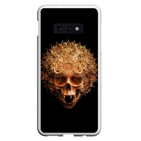 Чехол для Samsung S10E с принтом Golden skull | 1.2 , Силикон | Область печати: задняя сторона чехла, без боковых панелей | Тематика изображения на принте: 