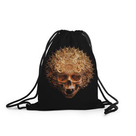 Рюкзак-мешок 3D с принтом Golden skull | 1.2 , 100% полиэстер | плотность ткани — 200 г/м2, размер — 35 х 45 см; лямки — толстые шнурки, застежка на шнуровке, без карманов и подкладки | 