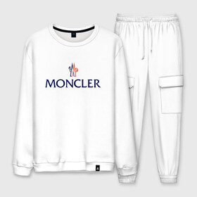 Мужской костюм хлопок с принтом MONCLER , 100% хлопок | на свитшоте круглая горловина, мягкая резинка по низу. Брюки заужены к низу, на них два вида карманов: два “обычных” по бокам и два объемных, с клапанами, расположенные ниже линии бедра. Брюки с мягкой трикотажной резинкой на поясе и по низу штанин. В поясе для дополнительного комфорта — широкие завязки | Тематика изображения на принте: mancler | mankler | moncler | monkler | манклер | мода | монклер | тренд | хайповый | шмот