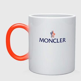 Кружка хамелеон с принтом MONCLER , керамика | меняет цвет при нагревании, емкость 330 мл | mancler | mankler | moncler | monkler | манклер | мода | монклер | тренд | хайповый | шмот