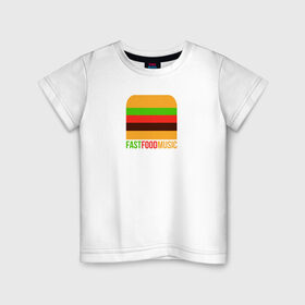 Детская футболка хлопок с принтом Fast Food Music , 100% хлопок | круглый вырез горловины, полуприлегающий силуэт, длина до линии бедер | drill | fast | ffm | food | music | rap | trap | мьюзик | русский | рэп | фаст | фуд
