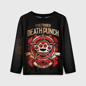 Детский лонгслив 3D с принтом Five Finger Death Punch , 100% полиэстер | длинные рукава, круглый вырез горловины, полуприлегающий силуэт
 | 5fdp | ffdp | five finger death punch | metal | группы | метал | музыка | рок