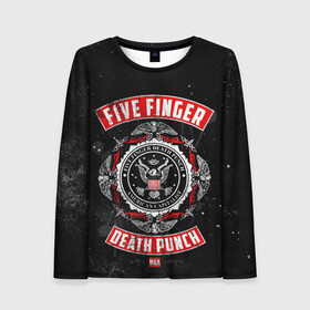 Женский лонгслив 3D с принтом Five Finger Death Punch , 100% полиэстер | длинные рукава, круглый вырез горловины, полуприлегающий силуэт | 5fdp | ffdp | five finger death punch | metal | группы | метал | музыка | рок