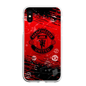 Чехол для iPhone XS Max матовый с принтом MANCHESTER UNITED. , Силикон | Область печати: задняя сторона чехла, без боковых панелей | 